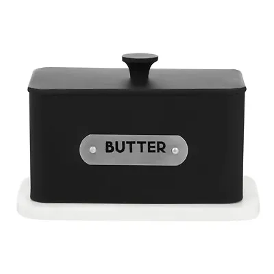£16.99 • Buy Liberty Butter Dish Black Enamel Body Ith Silver Finish Metal Butter Label