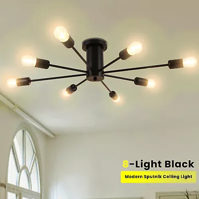 LED Modern Chandelier  Lamp Black Frame Ceiling Light Living Room Pendant Lights • £22.79