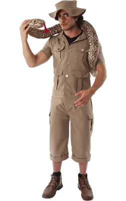 Mens Khaki Safari Jungle Explorer Suit Zoo Keeper Uniform Fancy Dress • £47.99