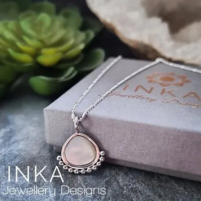 Inka 18  925 Sterling Silver Ball Bead Necklace With Mother Of Pearl Pendant • $27.78