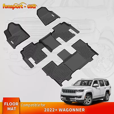 Floor Mats For  2022-2024 Jeep Wagoneer Floor Liners 8 Seaters TPE All Weather • $65.99