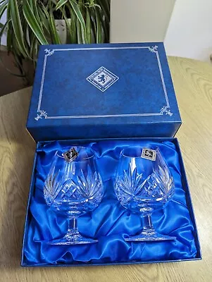 Vintage Edinburgh Crystal Stirling Large Brandy Glasses 4 7/8  Boxed Pairs  • £22.75