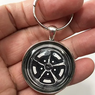 Vintage Ford Mustang Rally Wheel Pony Badge Emblem Logo Reproduction Keychain • $12.95