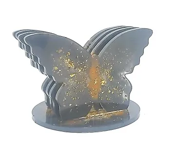 £15 • Buy 4 X BUTTERFLY COASTERS & STAND. BLACK WITH GOLD LEAF