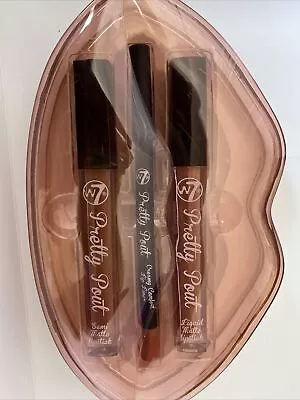 W7 Pretty Pout Lip Gift Set ~ Liquid Lipstick Lip Liner & Lipstick • £2.99
