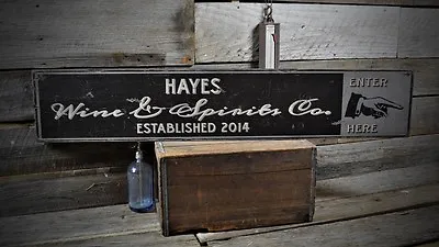 Custom Wine & Spirits Co. Sign - Rustic Hand Made Vintage Wooden Sign • $149