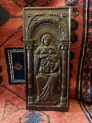£225 • Buy Early To Mid 1700’s Carved Oak Religious Panel Of The Madonna And Child