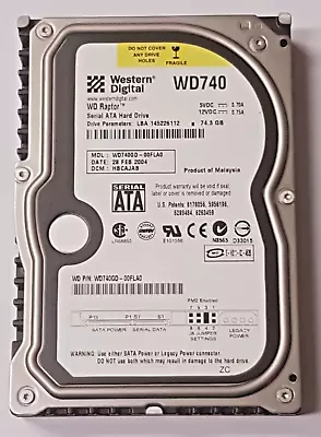 74.3 GB Western Digital Raptor WD740GD-00FLA0 10000rpm 8MB HDD 3.5   Hard Drive • $106.07