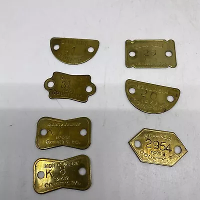 Lot Of 7 Vintage Brass Montgomery/Columbia/Dauphin County PA Dog Tax License Tag • $5