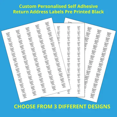 £3.99 • Buy 520 Personalised Self Adhesive Return Address Labels Pre Printed Choose Design