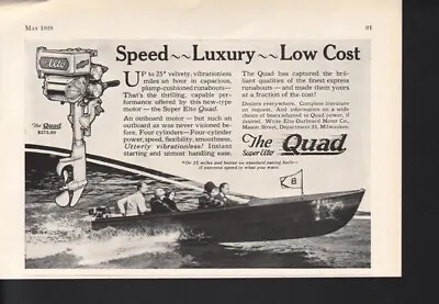 1928 Super Elto Quad Outboard Motor Boat  Milwaukee Ad16383 • $24.95