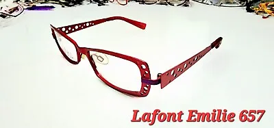 JEAN LAFONT ISSY & LA Emilie 657 Red Womens Rectangle Eyeglasses 50-16-125 • $99.99