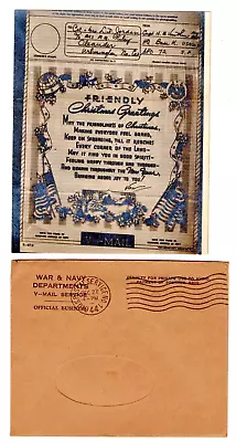 WWII Illustrated V-Mail - 1944 Christmas APO 72 • $17