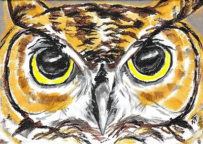 ACEO Print Owl Painting Abstract Original Collectible Art By Samantha McLean • $5.01