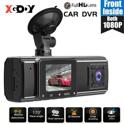 $55.99 • Buy XGODY Uber Car DVR FHD Dual Lens Dash Cam IR Night Vision Video Recorder Camera