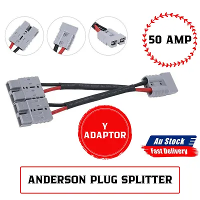 $16.99 • Buy 1x 50 Amp Anderson Plug Connector Double Y Adaptor 6mm Automotive Cable