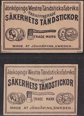 Old Matchbox Labels Sweden Axe Jönköping Westra Tändsticksfabriks • $3.49