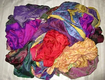 ADS Lot 100% Pure Silk Vintage Sari Fabric Remnants Scraps MANY COLORS SIZE DIY • $46.35