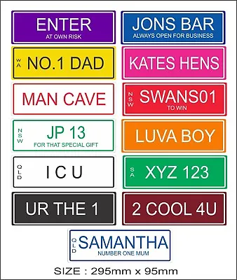 Personalised Custom Novelty Car Bike Sign Licence Number Plate Gift Birthday Kid • $18