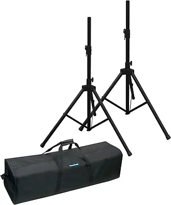 NJS 35mm HQ Tripod Speaker Stand 1000-1850mm Adjustable Aluminium PA Kit & Case • £49.99