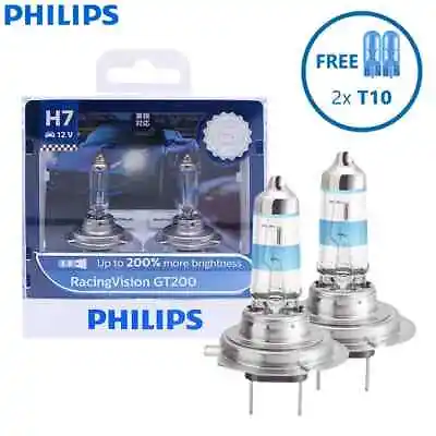 Philips H7 Racing Vision GT200 Car Headlight Genuine Halogen Globes (Free T10) • $35.92
