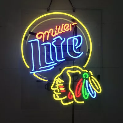 Miller Lite Neon Beer Sign Home Bar Store Pub Decor Vintage Neon Bar Signs 19x15 • $141