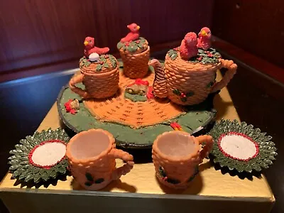 Miniature Christmas Red Cardinals 11-Pieces Tea Coffee Set Teapot Cups Xmas • $6.50