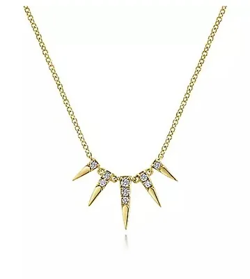 Gabriel & Co 14K Yellow Gold Edgy Spikes Diamond Necklace 17.5  • $710