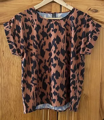 Shein Brown Animal Print Satin T-Shirt / Blouse / Top VGC Size S / UK 8 • $2.48