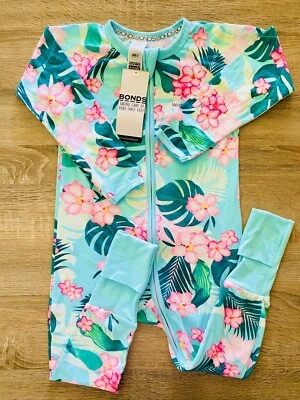 Bonds Aqua Floral Zippy Size 3 BNWT • $22