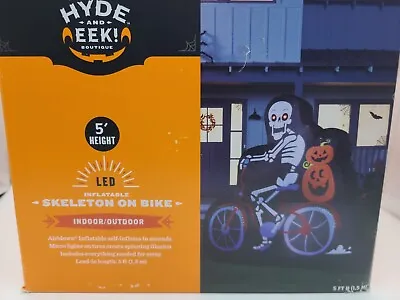 5' LED Skeleton On Bike Inflatable Halloween Decoration - Hyde & EEK! NEW • $49