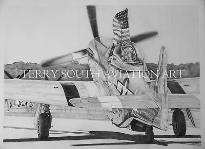 P-51D Gunfighter II-- Gunfighter 'n Old Glory --Limited Edition Print 14  X 17  • $35