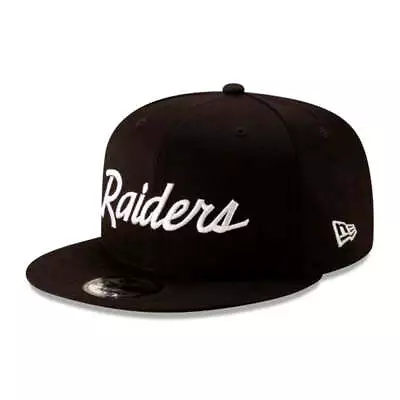 Las Vegas Raiders 9fifty New Era Black With White Script Snapback Hat • $34.99