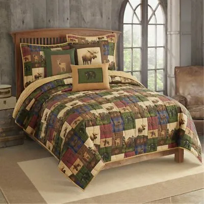 $57.57 • Buy Halloween Quilt Bed Set Bedspreads Coverlets Elk Log Cabin Bedding Full Size