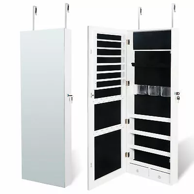  Lockable Jewelry Armoire Wall Jewelry Cabinet Door Mounted Jewelry Organizer • $81.58