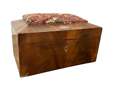 Rare 1830s Flame Mahogany Empire Classical Sewing Box With Compartments • $275
