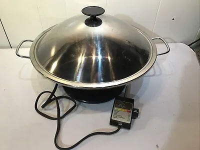 Vintage West Bend Wok Sensa-Temp Tested Working Electric Stir Fry Pan Large • $49.95