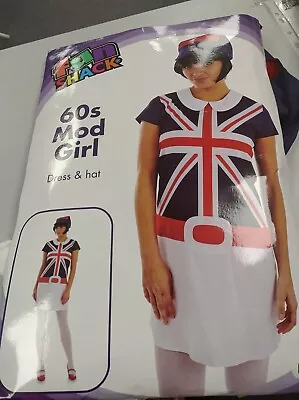 Funshack Womens 60s Mod Girl Union Jack Dress Fancy Dress Size S/M/L • £11.99