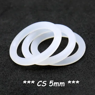 £2.39 • Buy Food Grade O-Ring 5mm Cross Section Clear Silicone Rubber O Rings Various Size