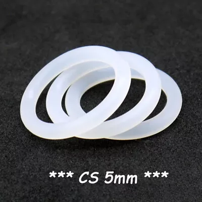 Food Grade O-Ring 5mm Cross Section Clear Silicone Rubber O Rings Various Size • $2.96