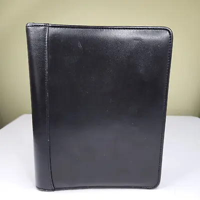 Vintage Franklin Quest Covey CLASSIC Black Leather Zip Planner Binder 1.5  Rings • $23.99