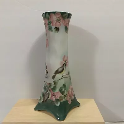 Vtg Rare H&C Bavaria Signed M. Paul?  Hand Painted Birds Footed Vase Please Read • $59.99