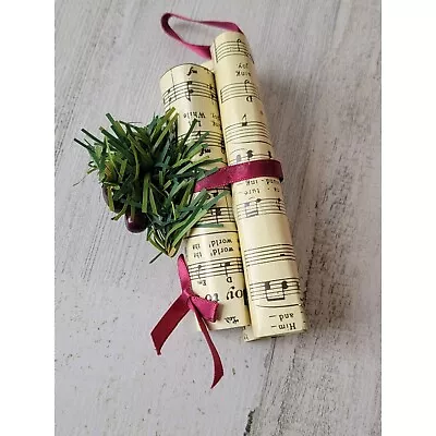 Music Note Sheet Mistletoe Cranberry Ornament Xmas Decor • $6.97