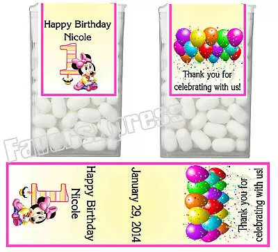 14 Baby Minnie Mouse 1st Birthday Party Favors Tic Tac Labels ~ Personalized • $6.99