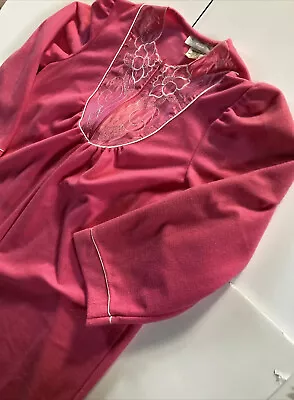 £17.69 • Buy VTG Ashley Ames Hot Pink 3/4 Zip Front Nightgown Robe Dressing Gown Dress