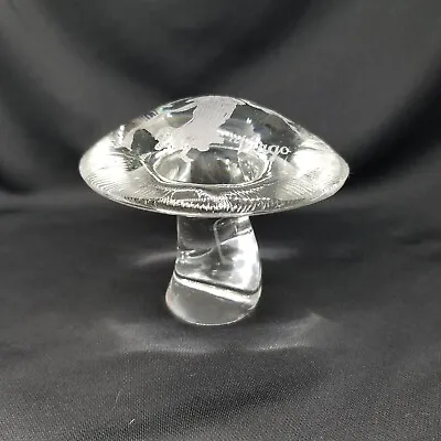 Vintage VIKING Glass MUSHROOM Etched Zodiac VIRGO 2.75  T X 3.5  Wide Astrology • $99.99