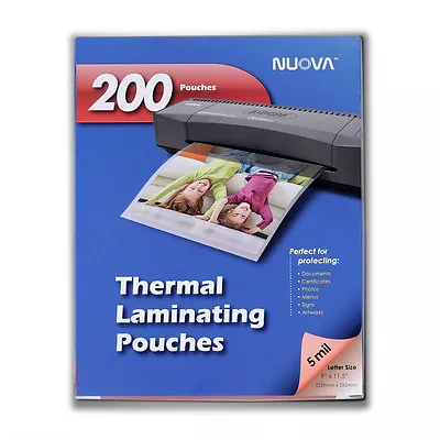 Nuova 200-Pack 5 Mil Thermal Laminating Pouches 9 X 11.5 Inches Letter Size  • $36.49