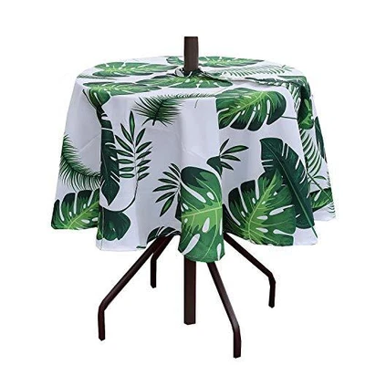 $25.30 • Buy Poise3EHome Outdoor Tablecloth Round With Umbrella Hole Waterproof Tropical G...