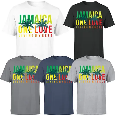 £8.99 • Buy Jamaica One Love Living My Best Rastafarian Jamaican Pride Mens T Shirt#P1#Or#A