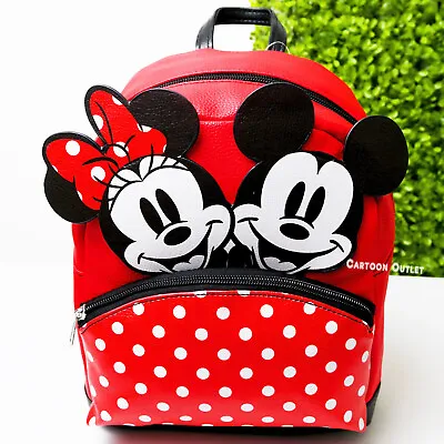 Disney Mickey And Minnie Mouse Mini Backpack Faux Leather Red Birthday Gift New • $37.99